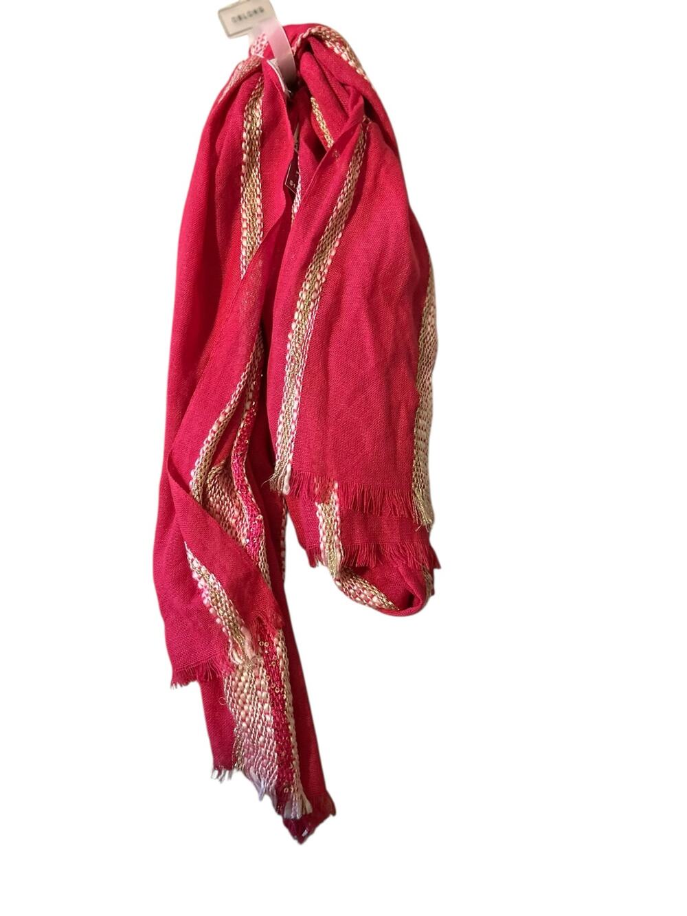 Merona Scarf NWT Pink Gold Oblong  70" Lightweight Fringe Neck Wrap Office Chic
